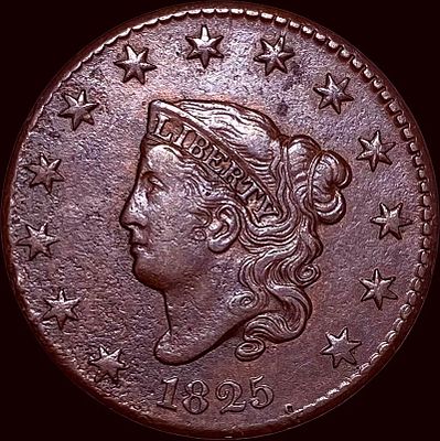 1825 Coronet Head Large Cent CLOSELY UNCIRCULATED. 1825 Coronet Head Large Cent CLOSELY UNCIRCULATED