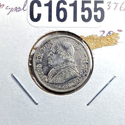 1868-R Silver Papal States 10 Soldi AU
