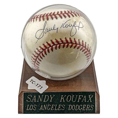 Sandy Koufax Signed Baseball Dodgers w/ Certificate
