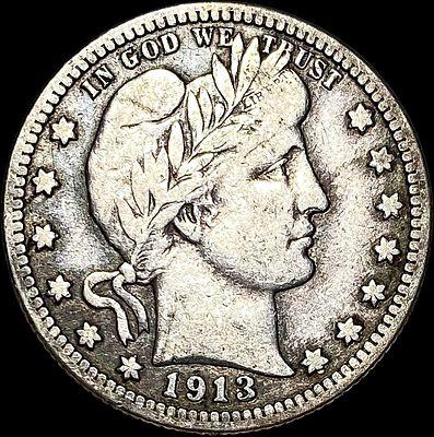 1913 Barber Silver Quarter LIGHTLY CIRCULATED