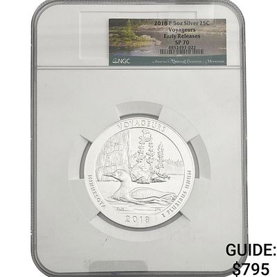 2018P Voyageurs Minnesota 5oz Silver 25C NGC SP70
