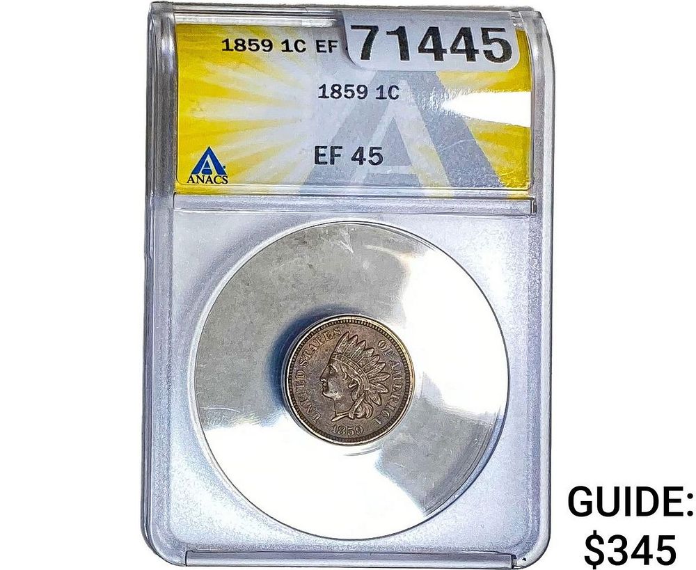 1859 Indian Head Cent ANACS EF45