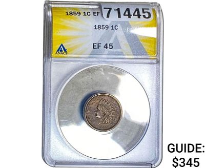 1859 Indian Head Cent ANACS EF45