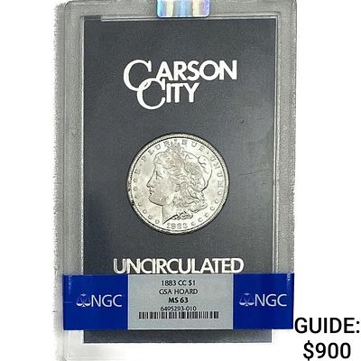 1883-CC Uncirculated Morgan Silver Dollar GSA MS63