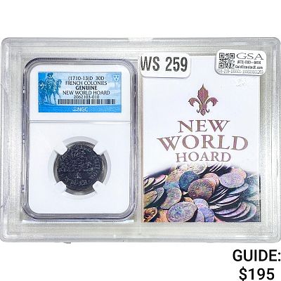 (1710-13)D 30D French Colonies New World Hoard