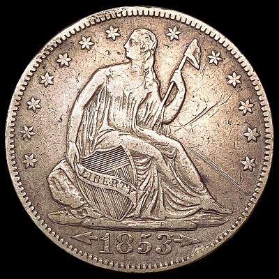1853 Arrows Rays Seated Liberty Half Dollar LIGHTLY CIRCULATED