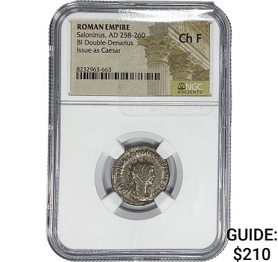 Roman Saloninus, AD 258-260 BI Dbl-Denarius NGC