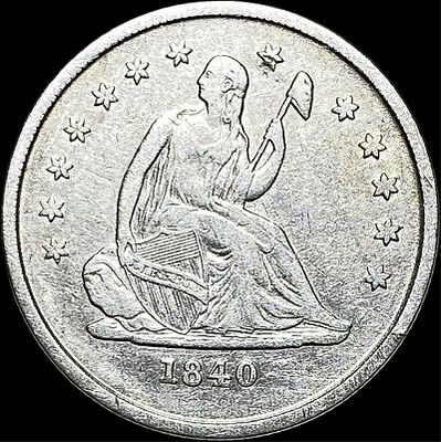 1840-O Silver Seated Liberty Quarter LIGHTLY CIRCULATED