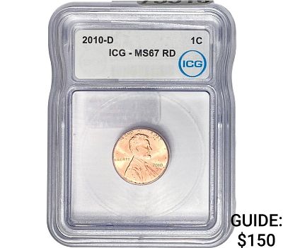 2010-D Lincoln Shield 1C ICG MS67 RD