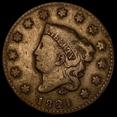 1821 Coronet Head Large Cent NICELY CIRCULATED. 1821 Coronet Head Large Cent NICELY CIRCULATED