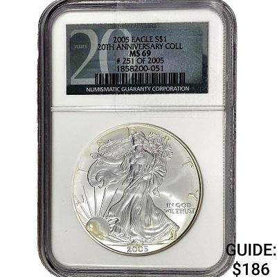 2005 Silver Eagle NGC MS69 20th Anniv.