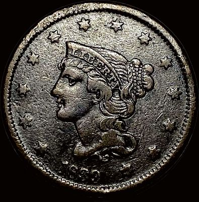 1850 Braided Hair Large Cent NEARLY UNCIRCULATED