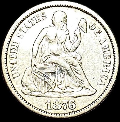 1876-CC Silver Dime NEARLY UNCIRCULATED