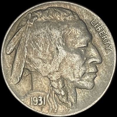 1931-S Nickel Five Cents (Buffalo) CLOSELY UNCIRCULATED. 1931-S Buffalo Nickel CLOSELY UNCIRCULATED