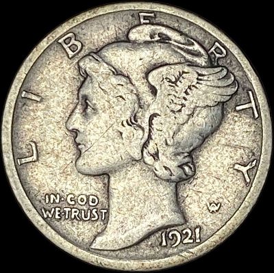 1921-D Silver Mercury Dime LIGHTLY CIRCULATED