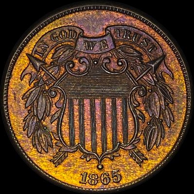 1865 RB Bronze 2 Cents UNCIRCULATED. 1865 RB Two Cent Piece UNCIRCULATED