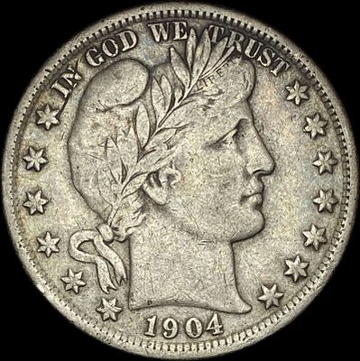 1904 Silver Barber Half Dollar LIGHTLY CIRCULATED