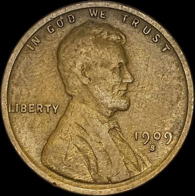 1909-S Lincoln Wheat Cent LIGHTLY CIRCULATED