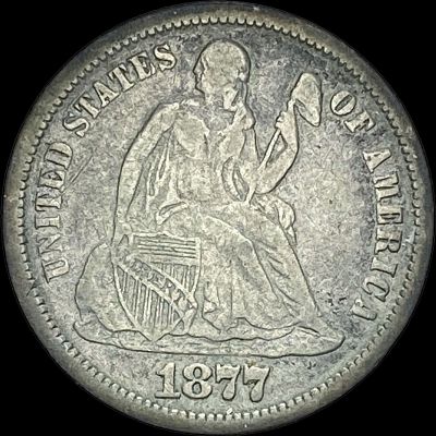 1877-CC Seated Liberty Dime LIGHTLY CIRCULATED