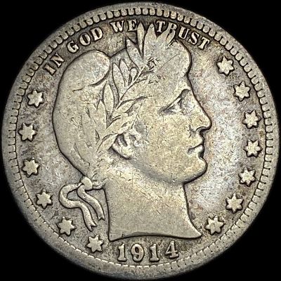 1914-S Barber Silver Quarter NICELY CIRCULATED