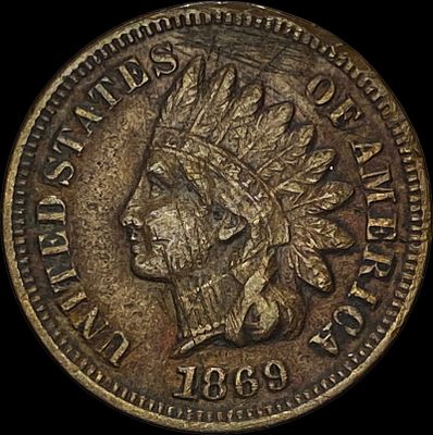 1869 Indian Head Cent LIGHTLY CIRCULATED