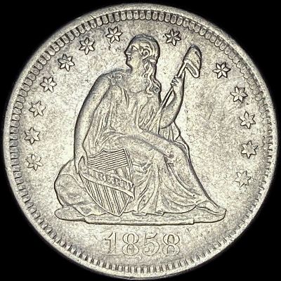 1858-O Seated Liberty Quarter CLOSELY UNCIRCULATED