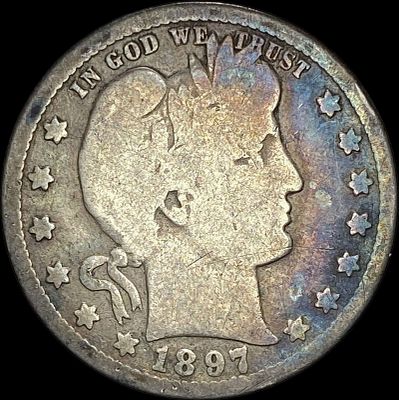 1897-O Silver Barber Quarter NICELY CIRCULATED