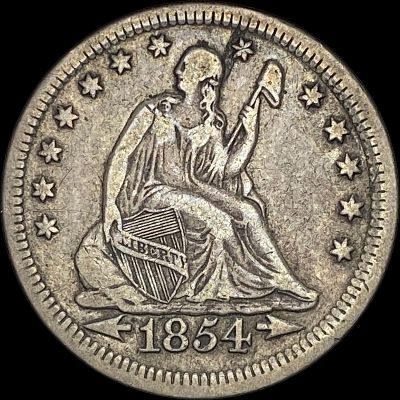 1854 Arrows Seated Liberty Quarter NEARLY UNCIRCULATED