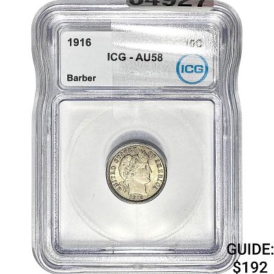 1916 Barber Dime ICG AU58