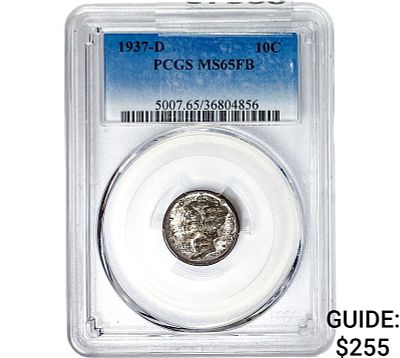 1937-D Mercury Silver Dime PCGS MS65 FB