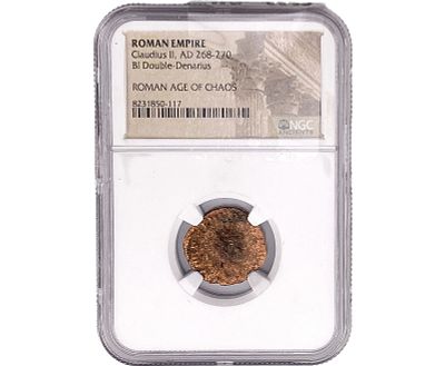 Roman Claudius II, AD 268-270 BI Dbl-Denarius NGC