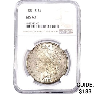1881-S Morgan Silver Dollar NGC MS63