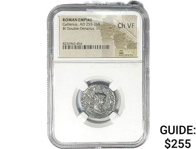 Roman Gallienus, AD 253-268 BI Dbl-Denarius NGC Ch VF