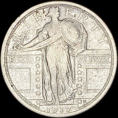 1917-D Type 1 Standing Liberty Quarter NEARLY UNCIRCULATED. 1917-D Type 1 Standing Liberty 