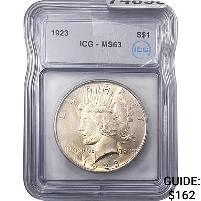 1923 Morgan Silver Dollar ICG MS63