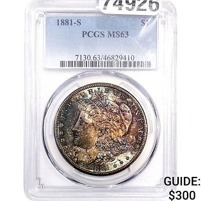 1881-S Morgan Silver Dollar PCGS MS63