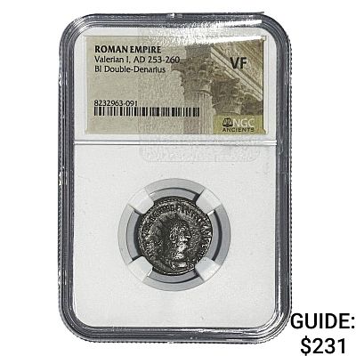 Roman Valerian AD 253-268 BI Dbl-Denarius NGC VF