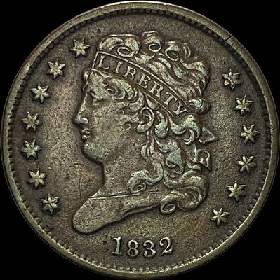 1832 Classic Head Half Cent NEARLY UNCIRCULATED. 1832 Classic Head Half Cent NEARLY UNCIRCULATED