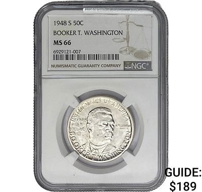 1948-S Booker T Half Dollar NGC MS66
