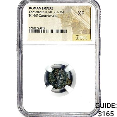 Roman BI Half-Centenionalis Constant II,AD337-361 NGC XF. Roman BI Half-Centenionalis Constant 