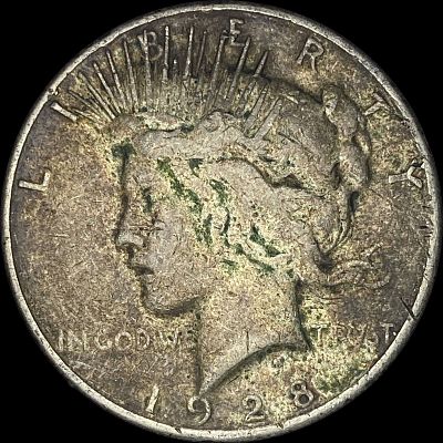 1928-S Silver Peace Dollar ABOUT UNCIRCULATED