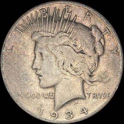 1934-S Peace Silver Dollar ABOUT UNCIRCULATED