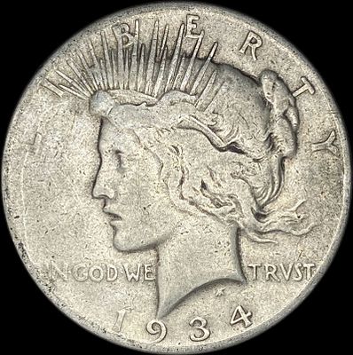 1934-S Silver Peace Dollar ABOUT UNCIRCULATED