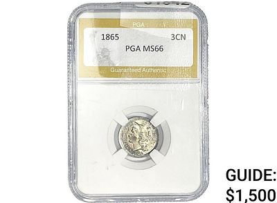 1865 Nickel Three Cent PGA MS66