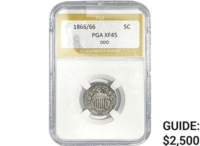 1866/66 Shield Nickel PGA XF45 DDO