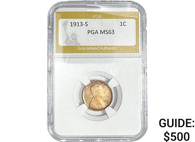 1913-S Wheat Cent PGA MS63