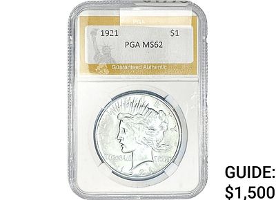 1921 Silver Peace Dollar PGA MS62