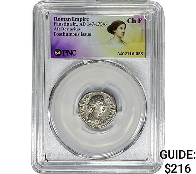 Roman Faustina Jr.,AD 147-175/6 AR Denarius PNC ChF