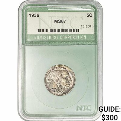 1936 Buffalo Nickel NTC MS67