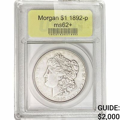 1892 Morgan Silver Dollar USCG MS62+